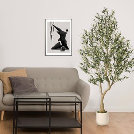 Realead 7ft Artificial Olive Tree with Tall Exquisite Planter - Realistic Fake Olive Tree with Thick Trunk and Lifelike Fruits - Large Faux Olive Tree for Home Office Decor