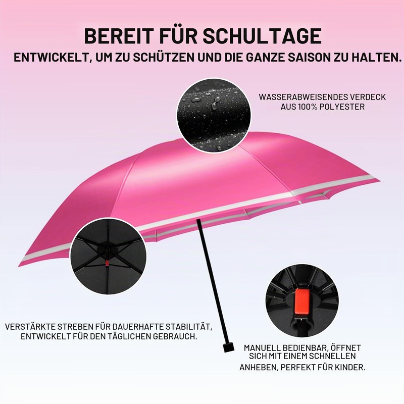 Knirps Children's Pocket Umbrella Rookie Reflective with Reflective Border Flamingo