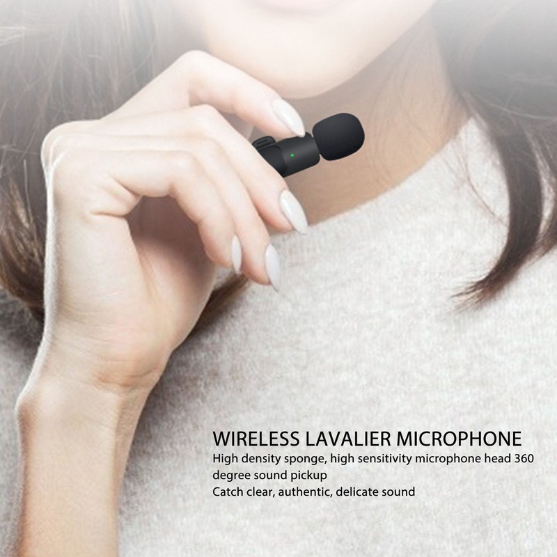 Wireless Lavalier Microphone Noise Cancelling 360° Sound 20m Range Professional