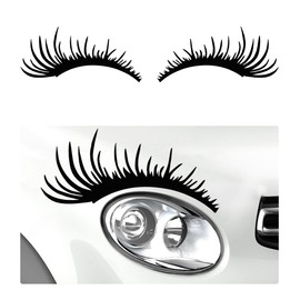 Wevdn 2 PCS Car Headlight Eyelash Decal, Waterproof Vehicle Body Eyelashes Stickers Bumper Window Decal, Universal Exterior Decoration Stickers for Car SUV Truck, Car Accessories (Black)