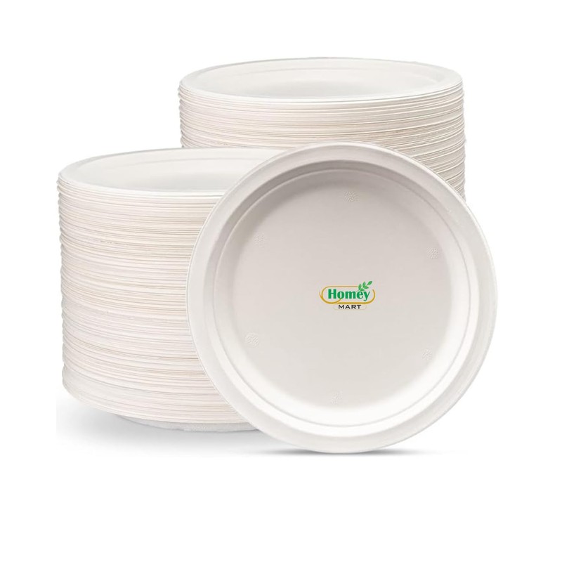 Disposable Paper Plates Extra Strength White Super Rigid Bagasse Plates