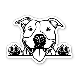 American Pitbull Dog Peeking Vinyl Sticker - for Water Bottle Phone Car Tumbler Laptop - Waterproof - 3"