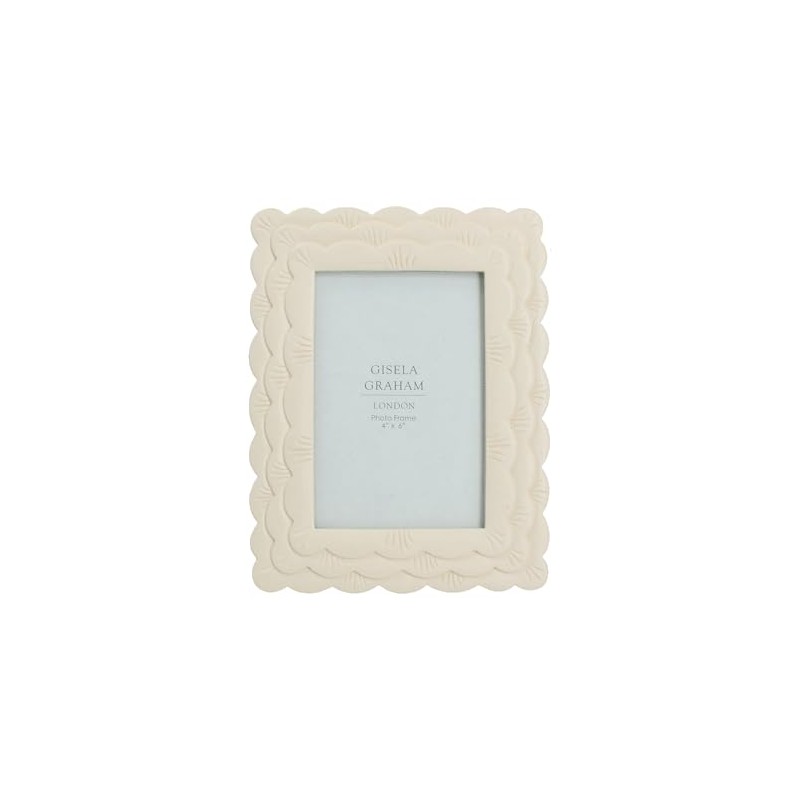 Gisela Graham Cream Scalloped Edge Photo Frame, 4x6"