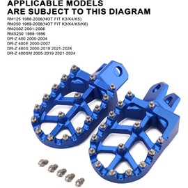 JFG RACING Foot Pegs for DRZ400,Dirt Bike Foot Pegs CNC Footpegs Pedals Rest for DRZ400S 00-19 21-24/DRZ400SM 05-19 21-24/DRZ400E 00-07/DRZ400 00-04/RM125 RM250 RM250Z RMX250- Blue