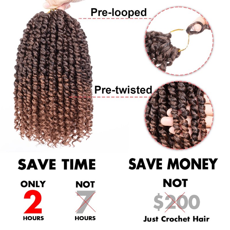 Leeven Ombre Red Pre-Twisted Passion Twist Crochet Hair 10 Inch