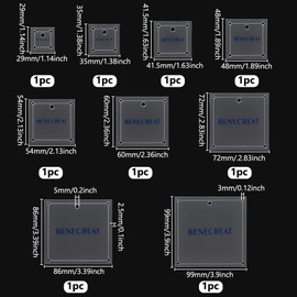 BENECREAT 9 Sizes Square Quilting Template, Acrylic Quilting Ruler Transparent Allowance Templates Ruler for DIY Patchwork, Cutting Guide, Machine Quilting, Sewing Craft