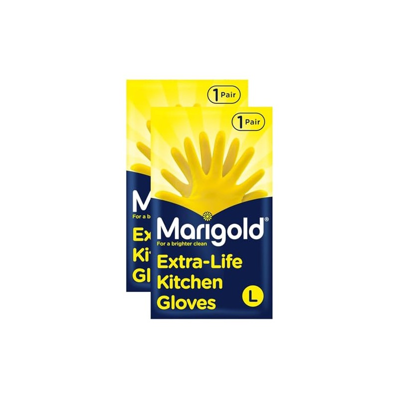 MARIGOLD Extra Life Kitchen Gloves Pack of 6, Yellow -