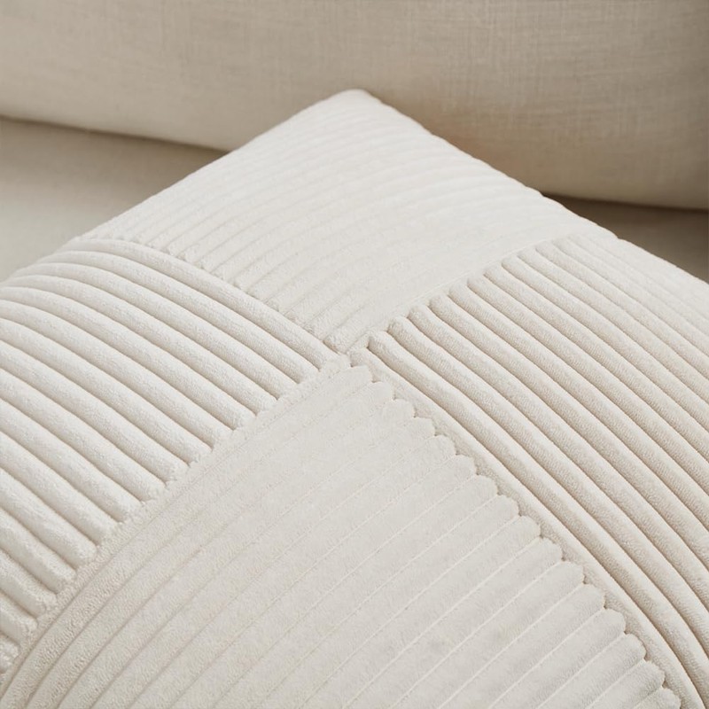 FDTERN Set of 2 Cream Beige Corduroy Christmas Cushion Covers,