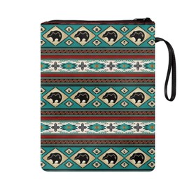 Poceacles Aztec Native American Tribal Bear Print Book Covers Book Cover Carrier Buchsox Reusable Protective Covers for Textbooks Hardcover