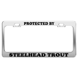 Product Express Protected by Steelhead Trout License Plate Frame Tag Car Truck Accessories