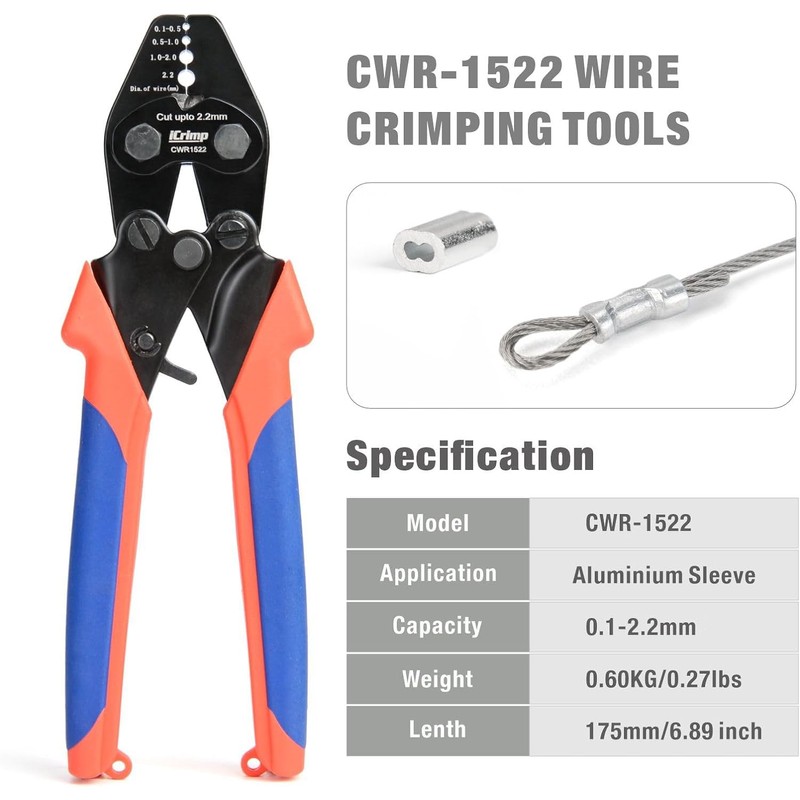 iCrimp Wire Rope Tool Set for Aluminum Oval Sleeves and