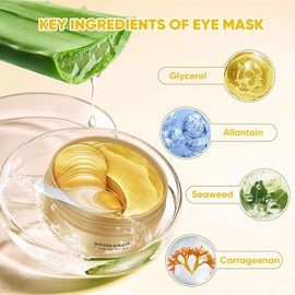 Parches para Ojos Máscaras de Ojos de Oro 24K - 32 Pares Contorno de Ojo Parches Bajo los Reducen las Bolsas Bajo los y Suavizan las Arrugas