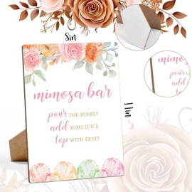 Mimosa Bar Sign, Ice Cream Summer Bridal Shower Signs, 8×11 Wooden Play Sign with Stand, Bridal Shower Table Decor, Bridal Shower Decorations - LP005