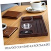 CHILDWEET Wooden Ash Tray with Cigar Cutter Elegant for Practical