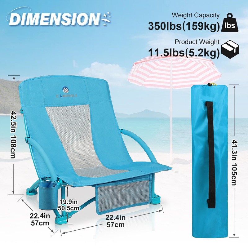 Beach Chairs for Adults 2 Pack,Heavy Duty Folding Low Back