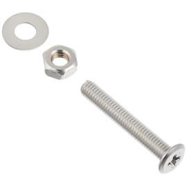 DAIDOHANT 10185979 Ultra Low Head Small Screw Set, with Nuts and Washers, Hanging Pack, Stainless Steel, Diameter 0.12 inches (3 mm) x Length 0.8 inches (20 mm), Quantity 4 pieces