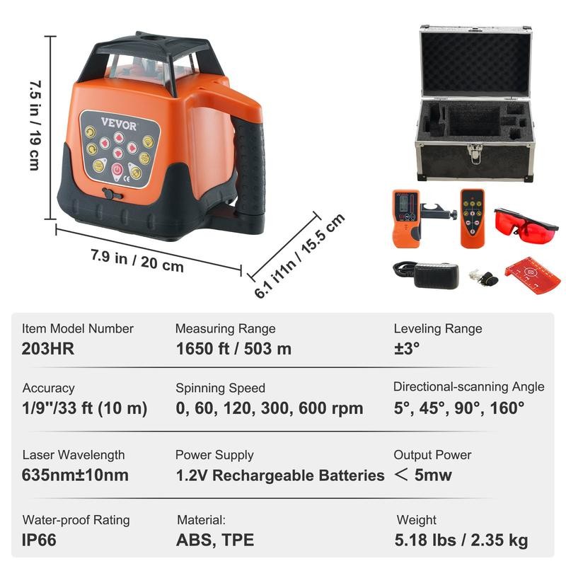 VEVOR Laser Level, Max. 2000ft, 360 Degree Self Leveling Green