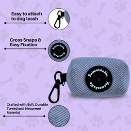 Petmarkable Dog Poop Bag Holder with Carabiner Clip - Convenient, Non-Plastic, and Hands-Free Dog Waste Bag Holder, with Dispenser Pouch for Travel Walks Park, and Outdoor use (Blue)