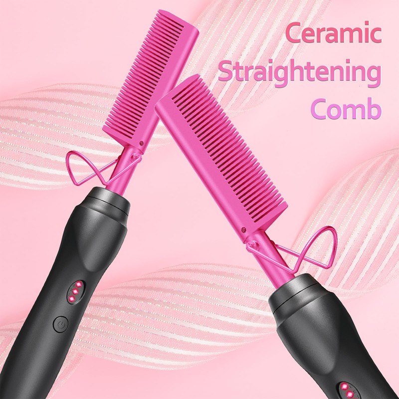 Electric Comb Hair Straightener Heat Pressing Combs,Hot Ceramic Hair Straightening
