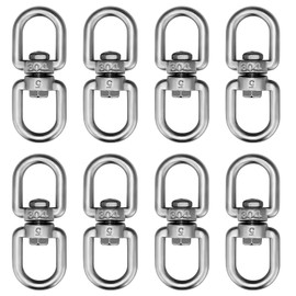 luvtree 8 Pieces M5 Stainless Steel Double Ended Swivel Eye Hook,Heavy Duty Swivel Eye Hook,Keychain Connector for Boats and Pets,Multi-Purpose Hanging Hook,Durable Metal Swivel Shackle.