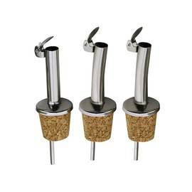 DALIweigo 3 Pcs Stainless Steel Cork Bottle Pourers Cork with Lid Pourers Olive Oil Cork Pourers with Hinged Flip Top Cap for Wine, Syrup, Liquor