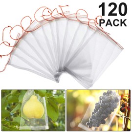120 Pieces 6 x 10 Inch Fruit Protection Bags, Garden Nylon Mesh Fruit Bag Bird Net Barrier Bag Garden Plant Flower Fruit Protect Bag