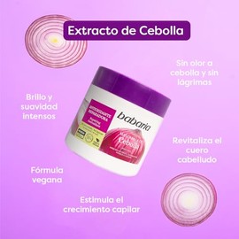 Babaria - Mascarilla Hidratante Para el Cabello de Cebolla  Repara y fortalece la fibra capilar  Tratamiento Para El Cabello Maltratado  Brillo y...  