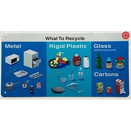 NYC Recycle sign - Metal,plastic, glass (ALUMINIUM, REFLECTIVE. 6x12 INCH,HEAVY DUTY, RUST FREE, Blue)