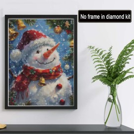 Reofrey DIY Diamond Art Kits for Adults Christmas, Snowman Full Drill Round Rhinestone Diamond Art Painting Accessories, Cross Stitch Embroidery Canvas for Crafts Home Wall Decor 30x40cm
