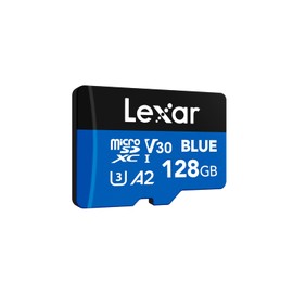 Lexar Blue Micro SD Card 128GB Up to 160MB/s Read microSDXC UHS-I Card Class 10 U3 V30 A2 Full HD 4K Video High Speed Memory Card for Smartphones/Tablets/Action Cameras