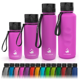 Coolrhino Water Bottle 350 Ml, 650 Ml, 1 L, 1.5 L for Sports, Outdoors, School, Fitness & Children - Leak-Proof and BPA Free Water Bottle for Bicycle, pink, 350ml