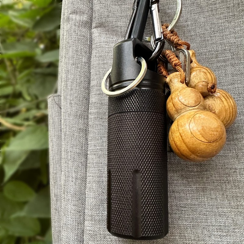 Portable Ashtray, Completely Waterproof, Pill Case with Carabiner, Moisture Resistant,