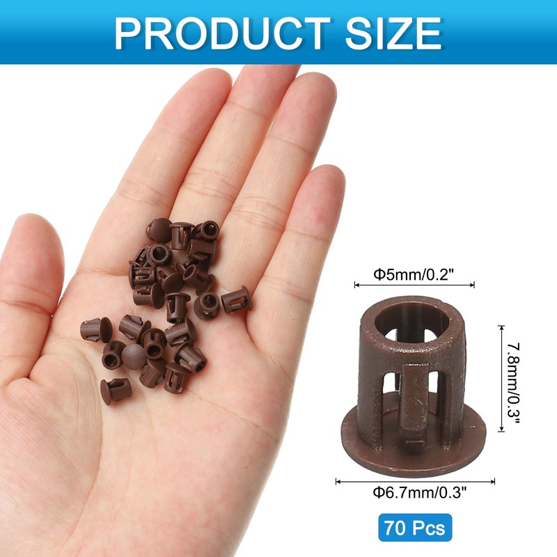 uxcell 70pcs Nylon Plastic Hole Plugs, 1/5"(5mm) Round Drill Screw