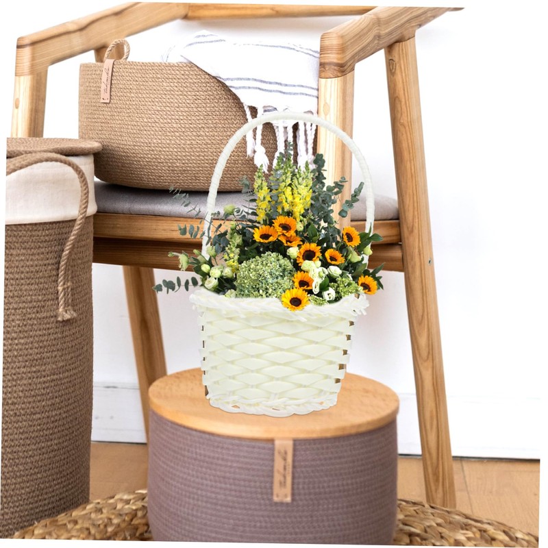 Ciieeo 5pcs Portable Woven Storage Baskets Multi Function Handle Baskets