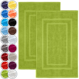 NatureMark Pack of 2 Terry Towelling Bath Mats, 50 x 80 cm, 100% Cotton, Apple Green