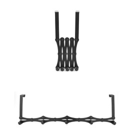 QWORK Hook for hanging, hook door, with 5 hooks, stainless steel, for bedroom, living room, bathroom, kitchen