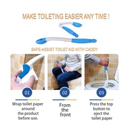 Toilet Aids for Wiping, Folding Toilet Aid Wiper Comfort Toilet Paper Tissue Grip Wipe Butt Wiper Self Assist Bathroom Aid with Storage Bag for Limited Mobility Elderly