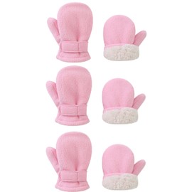 Guantes de invierno para niños y niñas, guantes de invierno al aire última intervensión para niños y niñas, mitones cálidos de forro polar fáciles de poner, Rosa 3 Pares, M / 12-24 Meses
