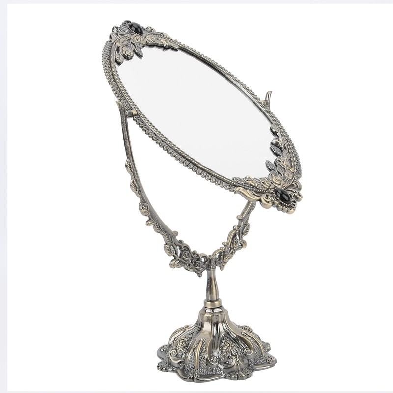 MakeUp Mirror EuropeanStyle Metal Retro DoubleSided Mirror for Bathroom Bedroom