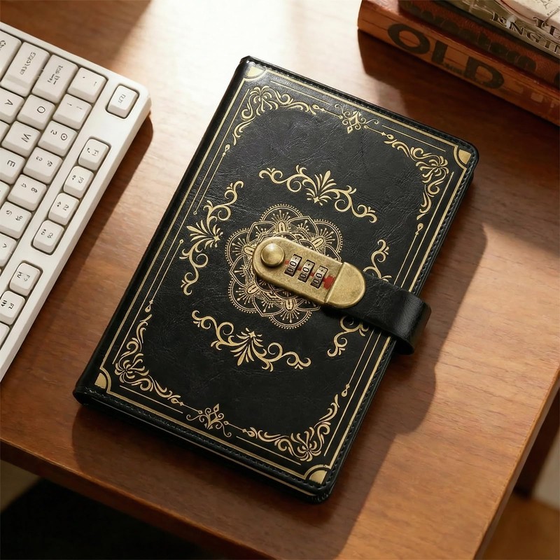 SIMDAO A5 Vintage Leather Journal With Lock, Secret Diary Gift