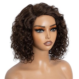 Joedir Bob Human Hair Wigs for Black Women Wear and Go Wig Water Wave Wig Afro Curly HD Lace C Parting Glueless 12 Inches 180% Density (4)