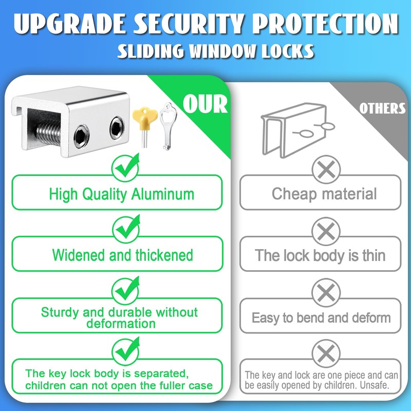 HYIEOU Sliding Window Locks (6 Sets), Secure Window Lock with