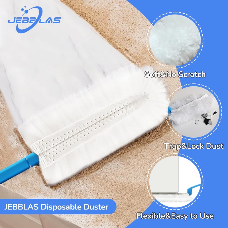 JEBBLAS Disposable Duster Refills White Replacement Head 20 Count