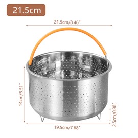 Steamer Basket Insert, Stainless Steel Steamer Insert for Pot, Steamer Insert Steamer Pot with Handle Steam Pot for Steaming Vegetables Fruits Eggs (Round 21.5 cm)