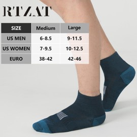 RTZAT Men's Women's 90% Merino Wool Running Ankle Business Athletic Casual Moisture Wicking Arch Support Everyday Thin Wool Socks, Large, Black/Blue/Green