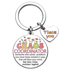 UIWIHHP Thank You Gifts for Women Chaos Coordinator Gifts Thank You Keychain Gift for Coworker Boss Lady Manager Teacher Nurse Unique Birthday Boss Day Gift for Women