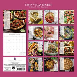 Gifted Stationery Co, Tasty Vegan Recipes 2026 Wall Calendar, 12'' X 12'', 16-Month Calendar with Stapled Binding