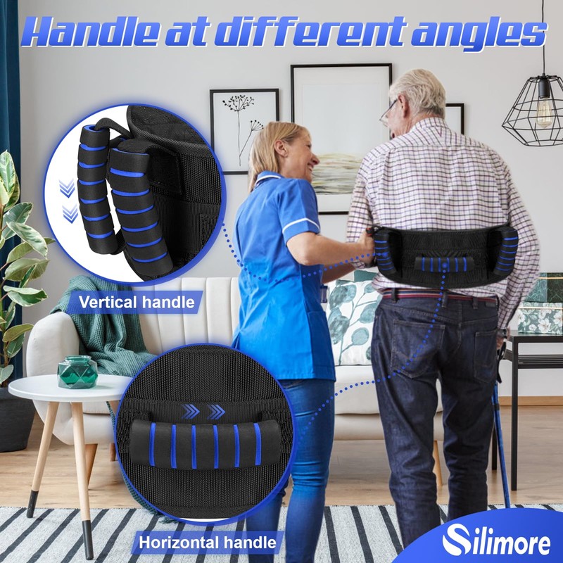 Silimore Gait Belt for Seniors with Handles, Gate Belts Medical