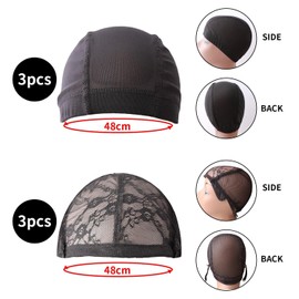 Pack of 6 Wig Cap Elastic Net Caps Soft Breathable Net Caps Wig Accessories Stretchy Net Caps