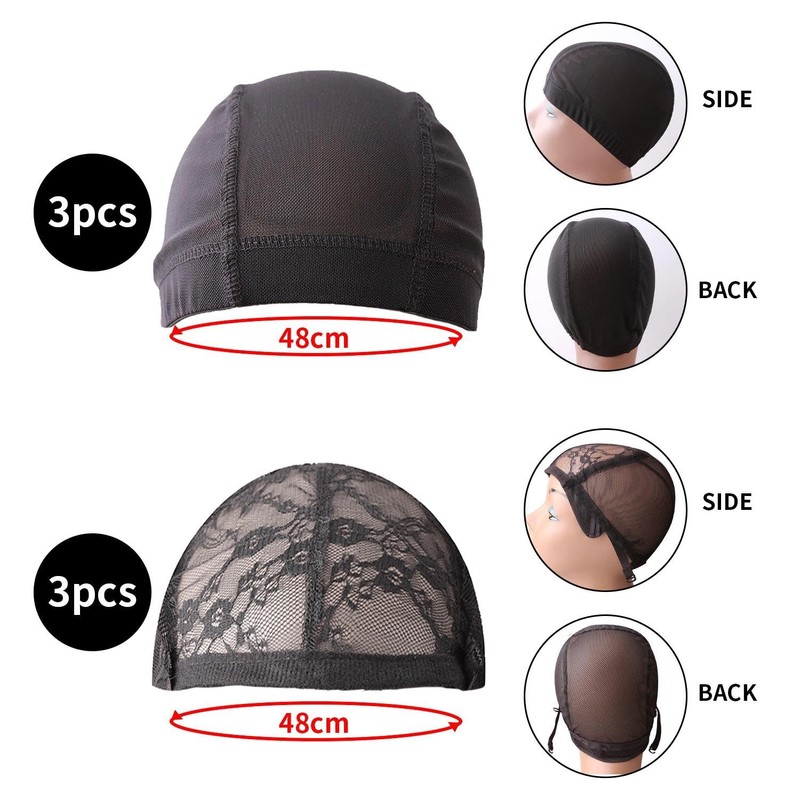 Pack of 6 Wig Cap Elastic Net Caps Soft Breathable